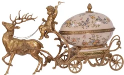 Casa Padrino Jugendstil Schmuckschatulle Kutsche Messingfarben / Mehrfarbig 49,9 x 17,6 x H. 28,5 cm - Prunkvolle Schmuckschatulle