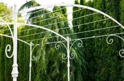 Casa Padrino Jugendstil Schmiedeeisen Pergola Weiß 300 cm - Schmiedeeisen Garten & Terrassen Möbel