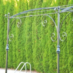 Casa Padrino Jugendstil Schmiedeeisen Pergola Schwarz 300 cm - Garten Möbel