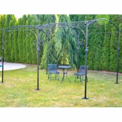 Casa Padrino Jugendstil Schmiedeeisen Pergola Schwarz 300 cm - Garten Möbel