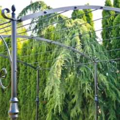 Casa Padrino Jugendstil Schmiedeeisen Pergola Schwarz 300 cm - Garten Möbel
