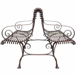 Casa Padrino Jugendstil Schmiedeeisen Gartenbank Braun 150 cm - Doppelseitige Sitzbank