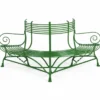 Casa Padrino Jugendstil Schmiedeeisen Gartenbank / Baumbank Grün 180 cm