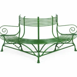 Casa Padrino Jugendstil Schmiedeeisen Gartenbank / Baumbank Grün 180 cm