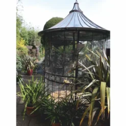Casa Padrino Jugendstil Schmiedeeisen Garten Vogelhaus Rost / Silber Ø 200 x H. 300 cm