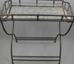 Casa Padrino Jugendstil Serviertisch mit antikem Spiegelglas Schwarz 70 x 46 x H. 80 cm - Gastronomie Accessoires