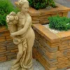 Casa Padrino Jugendstil Skulptur Venus mit Füllhorn 26 x 24 x H 90 cm Antikstil - Barock Gartendeko - Schwer und Massiv