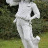 Casa Padrino Jugendstil Skulptur Junge mit Blumentopf Grau 50 x 40 x H. 67 cm - Elegante Garten Deko Stein Figur mit Pflanzentopf - Barock & Jugendstil Garten Deko Accessoires