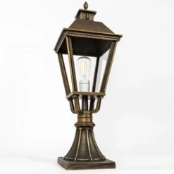Casa Padrino Jugendstil Sockelleuchte 24 x 24 x H. 70 cm - Bronze - Nostalgische Wetterfeste Außenleuchte
