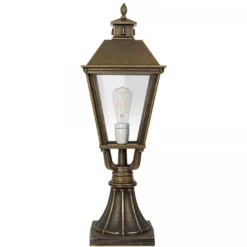 Casa Padrino Jugendstil Sockelleuchte 24 x 24 x H. 70 cm - Bronze - Nostalgische Wetterfeste Außenleuchte