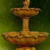 Casa Padrino Jugendstil Springbrunnen Antik Beige Ø 145 x H. 215 cm - Prunkvoller Gartenbrunnen - Gartendeko Brunnen - Barock & Jugendstil Garten Deko Accessoires