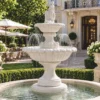 Casa Padrino Jugendstil Springbrunnen mit Wasserdüsenring Weiß H. 240 cm - Runder Gartenbrunnen - Edel & Prunkvoll