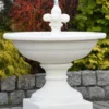 Casa Padrino Jugendstil Springbrunnen Lilie Weiß Ø 102 x H. 110 cm - Prunkvoller Gartenbrunnen - Gartendeko Brunnen - Barock & Jugendstil Garten Deko Accessoires
