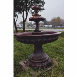 Casa Padrino Jugendstil Springbrunnen Braun Ø 150 x H. 180 cm - Prunkvoller Gartenbrunnen
