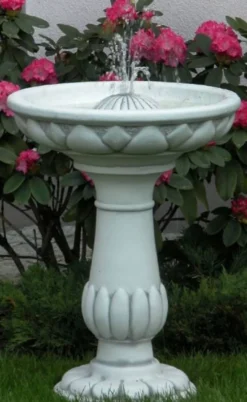 Casa Padrino Jugendstil Springbrunnen Grau Ø 54 x H. 74 cm - Prunkvoller Gartenbrunnen - Runder Gartendeko Brunnen - Barock & Jugendstil Garten Deko Accessoires