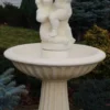Casa Padrino Jugendstil Springbrunnen Kinder mit Fisch Weiß Ø 92 x H. 161 cm - Prunkvoller Gartenbrunnen - Gartendeko Brunnen - Barock & Jugendstil Garten Deko Accessoires