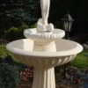 Casa Padrino Jugendstil Springbrunnen Dame Weiß Ø 92 x H. 172 cm - Prunkvoller Gartenbrunnen - Gartendeko Brunnen - Barock & Jugendstil Garten Deko Accessoires