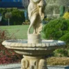 Casa Padrino Jugendstil Springbrunnen Frau mit Krug Sandfarben Ø 155 x H. 218 cm - Prunkvoller Gartenbrunnen - Gartendeko Brunnen - Barock & Jugendstil Garten Deko Accessoires