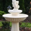 Casa Padrino Jugendstil Springbrunnen Dame Weiß Ø 92 x H. 162 cm - Prunkvoller Gartenbrunnen - Gartendeko Brunnen - Barock & Jugendstil Garten Deko Accessoires