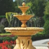 Casa Padrino Jugendstil Springbrunnen Beige Ø 155 x H. 180 cm - Prunkvoller Gartenbrunnen - Gartendeko Brunnen - Barock & Jugendstil Garten Deko Accessoires