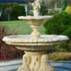Casa Padrino Jugendstil Springbrunnen Sandfarben Ø 155 x H. 187 cm - Prunkvoller Gartenbrunnen - Gartendeko Brunnen - Barock & Jugendstil Garten Deko Accessoires
