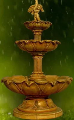 Casa Padrino Jugendstil Springbrunnen Antik Beige Ø 145 x H. 240 cm - Prunkvoller Gartenbrunnen - Gartendeko Brunnen - Barock & Jugendstil Garten Deko Accessoires