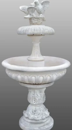 Casa Padrino Jugendstil Springbrunnen mit dekorativen Tauben Weiß Ø 96 x H. 175 cm - Barock & Jugendstil Gartenbrunnen