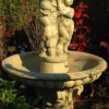 Casa Padrino Jugendstil Springbrunnen Grau Ø 114 x H. 172 cm - Prunkvoller Gartenbrunnen - Gartendeko Brunnen - Barock & Jugendstil Garten Deko Accessoires
