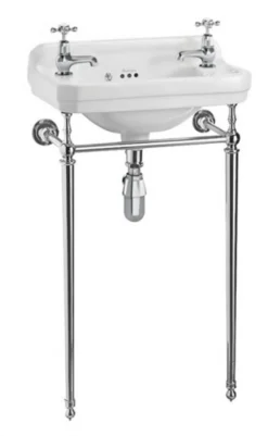 Casa Padrino Jugendstil Stand Gäste WC Waschtisch Weiß / Chrom B 51cm mit 2 Hahnlöchern - Art Deco Waschbecken Barock Antik Stil