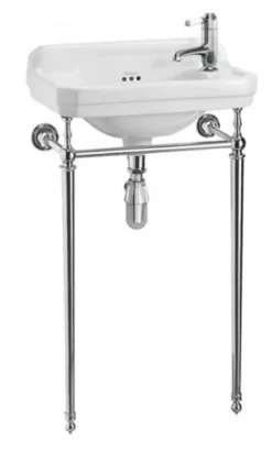 Casa Padrino Jugendstil Stand Gäste WC Waschtisch Weiß / Chrom B 51cm - Art Deco Waschbecken Barock Antik Stil