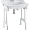 Casa Padrino Jugendstil Stand Waschtisch in Weiß - Edles Waschbecken aus Porzellan und Aluminium - 890 x 650 x 575 mm