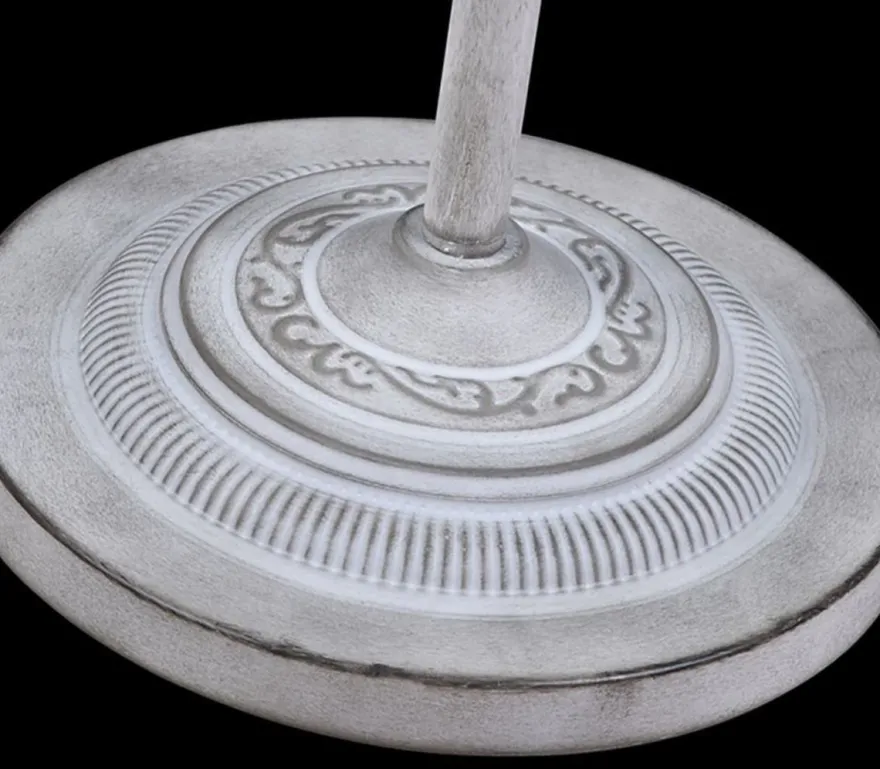 Casa Padrino Jugendstil Stehleuchte in Antik Weiß, Ø 40 x H. 164 cm - Elegante Metall Stehlampe mit Leinen-Lampenschirm