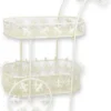 Casa Padrino Jugendstil Teewagen Weiß 81 x 51 x H. 102 cm - Eleganter Metall Garten Trolley - Barock & Jugendstil Garten Accessoires - Gartenmöbel im Jugendstil