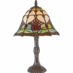 Casa Padrino Jugendstil Tiffany Tischleuchte Bunt / Braun H. 40 cm - Tiffany Leuchten