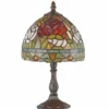 Casa Padrino Jugendstil Tiffany Tischleuchte Bunt / Braun H. 34 cm - Tiffany Leuchten