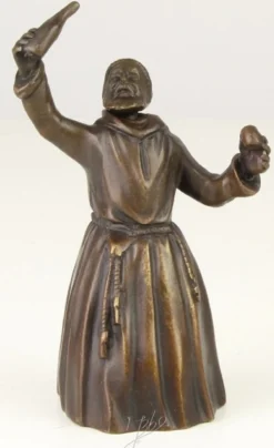 Casa Padrino Jugendstil Tischglocke Mönch Bronze / Gold 6,9 x 5,1 x H. 11,6 cm - Tischklingel Service Glocke aus Bronze - Hotel & Gastronomie Accessoires