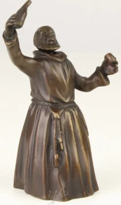 Casa Padrino Jugendstil Tischglocke Mönch Bronze / Gold 6,9 x 5,1 x H. 11,6 cm - Tischklingel Service Glocke aus Bronze - Hotel & Gastronomie Accessoires