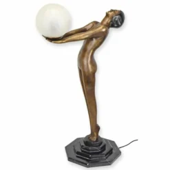 Casa Padrino Jugendstil Tischleuchte Frau Bronze / Schwarz / Weiß H. 72,5 cm