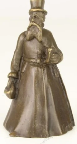 Casa Padrino Jugendstil Tischglocke Gentleman Bronze / Gold 5,5 x 5,5 x H. 9,9 cm - Tischklingel Service Glocke - Hotel & Gastronomie Accessoires