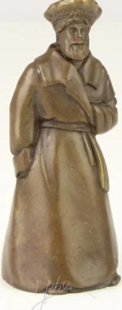 Casa Padrino Jugendstil Tischglocke Mann mit Hut Bronze / Gold 4 x 3,9 x H. 9,7 cm - Tischklingel Service Glocke - Hotel & Gastronomie Accessoires