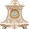 Casa Padrino Jugendstil Tischuhr Cremefarben / Gold / Mehrfarbig 43 x 16 x H. 45 cm - Barock & Jugendstil Deko Accessoires
