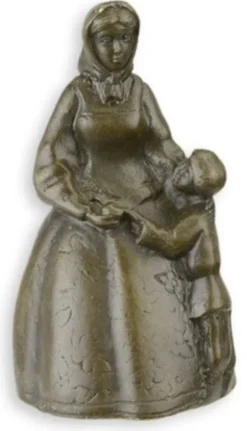 Casa Padrino Jugendstil Tischglocke Frau mit Kind Bronzefarben Ø 3,9 x H. 6,9 cm - Tischklingel Service Glocke aus Bronze - Hotel & Gastronomie Accessoires