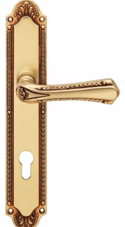 Casa Padrino Jugendstil Türklinken Französisches Gold 14,6 x H. 27,5 cm - Messing Türgriff Set im Jugendstil