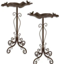 Casa Padrino Jugendstil Vogelbad 2er Set Braun 48,8 x 47,2 x H. 84,1 cm - Garten Deko