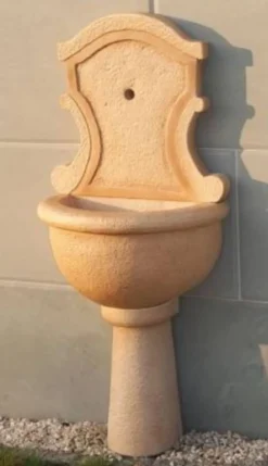 Casa Padrino Jugendstil Wandbrunnen Beige 55 x 36 x H. 128 cm - Eleganter Gartenbrunnen - Gartendeko Stein Brunnen - Barock & Jugendstil Garten Deko Accessoires