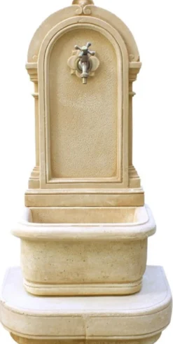 Casa Padrino Jugendstil Wandbrunnen Sandfarben / Silber H. 112 cm
