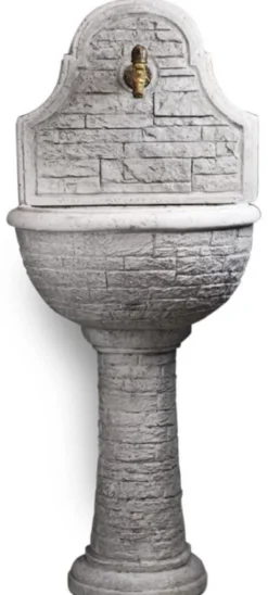 Casa Padrino Jugendstil Wandbrunnen Grau / Antik Messing H. 122 cm