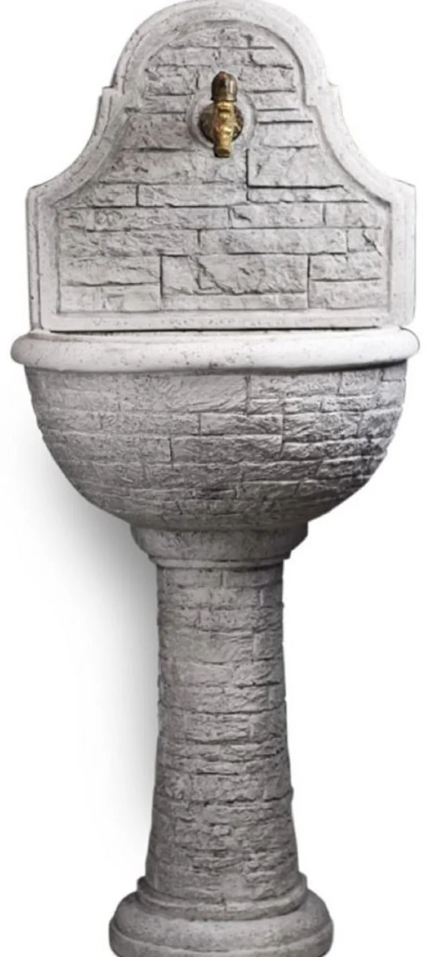 Casa Padrino Jugendstil Wandbrunnen Grau / Antik Messing H. 122 cm