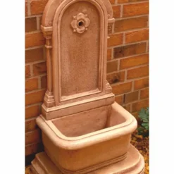 Casa Padrino Jugendstil Wandbrunnen Antik Creme Braun H. 113 cm - Brunnen Gartenbrunnen Steinbrunnen