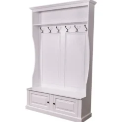 Casa Padrino Jugendstil Wand Garderobe mit Schrankfach und Ablage - Landhaus Stil Garderobenschrank
